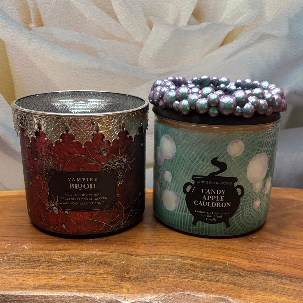 Bath & Body Works Vampire Blood and Candy Apple Cauldron 3-wick Candles